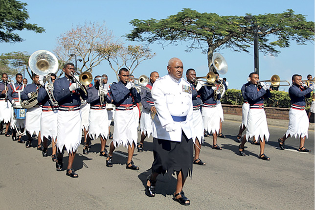 Figure 15.1 The Fiji Police Force band at the launch of a new communal policing campaign, Suva, 2013